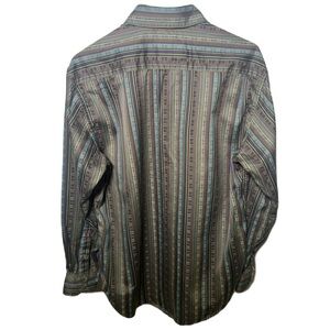 Robert Graham Size L Multi Color Striped Patterned Long Sleeved Flip Cuff Shirt